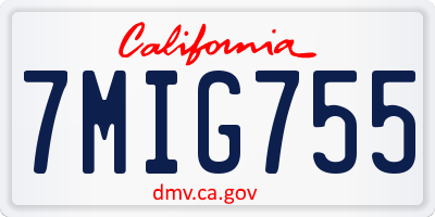 CA license plate 7MIG755