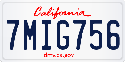 CA license plate 7MIG756