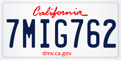 CA license plate 7MIG762