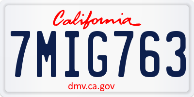 CA license plate 7MIG763