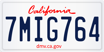 CA license plate 7MIG764
