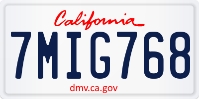 CA license plate 7MIG768