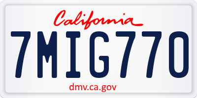 CA license plate 7MIG770