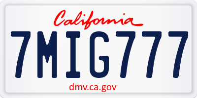 CA license plate 7MIG777