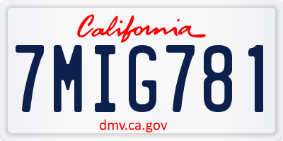 CA license plate 7MIG781