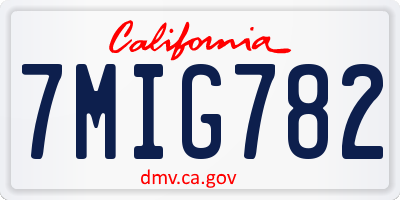 CA license plate 7MIG782