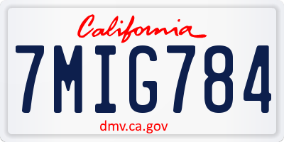 CA license plate 7MIG784