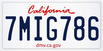 CA license plate 7MIG786