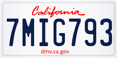 CA license plate 7MIG793