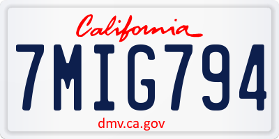 CA license plate 7MIG794