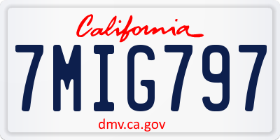 CA license plate 7MIG797