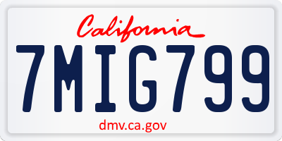 CA license plate 7MIG799