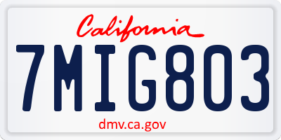 CA license plate 7MIG803