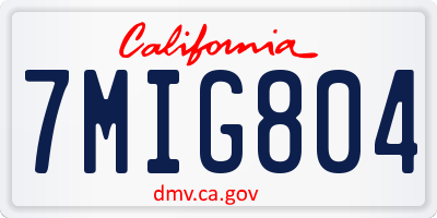 CA license plate 7MIG804