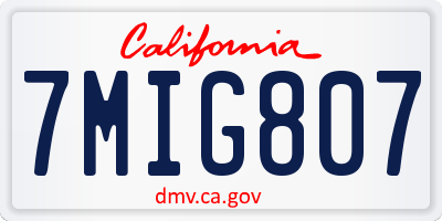 CA license plate 7MIG807