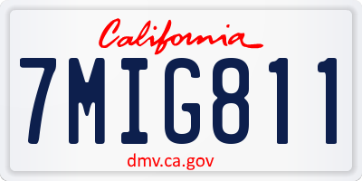 CA license plate 7MIG811