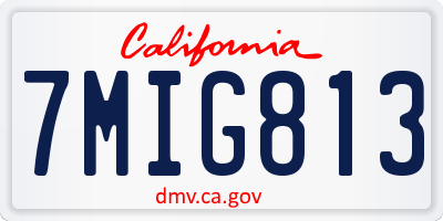 CA license plate 7MIG813