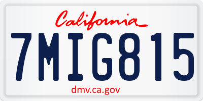 CA license plate 7MIG815