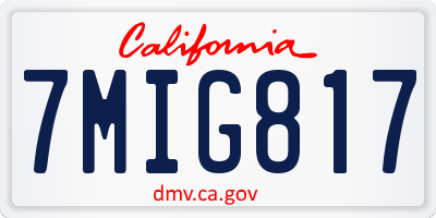 CA license plate 7MIG817