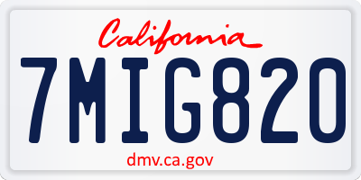 CA license plate 7MIG820
