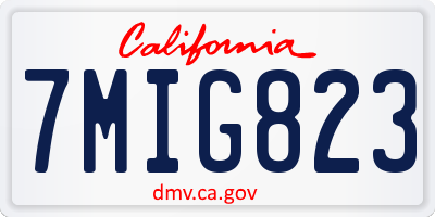 CA license plate 7MIG823