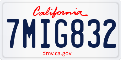CA license plate 7MIG832