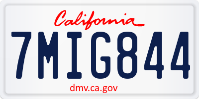 CA license plate 7MIG844