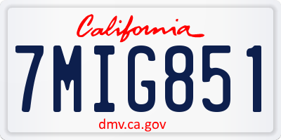 CA license plate 7MIG851