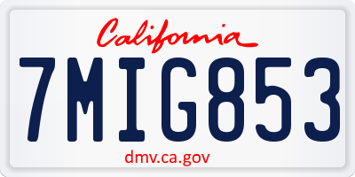CA license plate 7MIG853