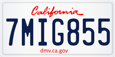 CA license plate 7MIG855
