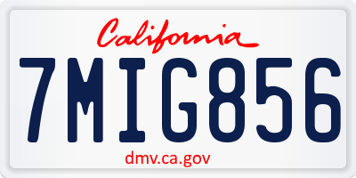 CA license plate 7MIG856