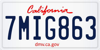 CA license plate 7MIG863