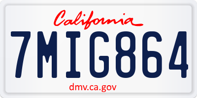CA license plate 7MIG864