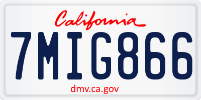CA license plate 7MIG866