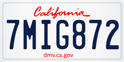 CA license plate 7MIG872