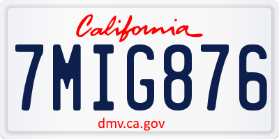 CA license plate 7MIG876