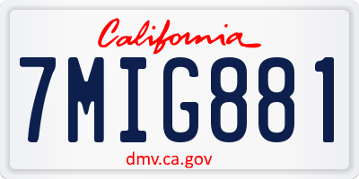 CA license plate 7MIG881