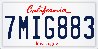 CA license plate 7MIG883