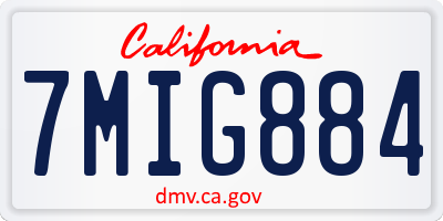 CA license plate 7MIG884