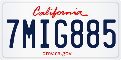 CA license plate 7MIG885