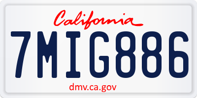 CA license plate 7MIG886
