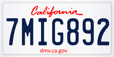 CA license plate 7MIG892