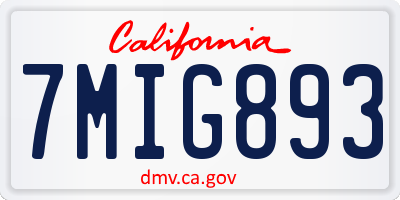 CA license plate 7MIG893