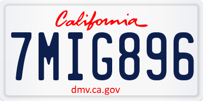 CA license plate 7MIG896