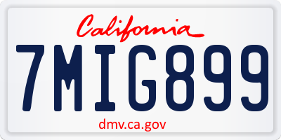 CA license plate 7MIG899