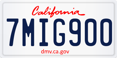 CA license plate 7MIG900