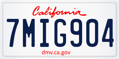 CA license plate 7MIG904