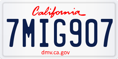 CA license plate 7MIG907