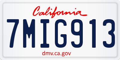 CA license plate 7MIG913