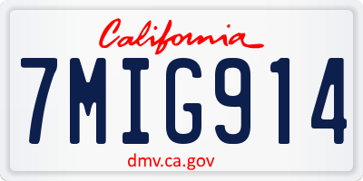 CA license plate 7MIG914